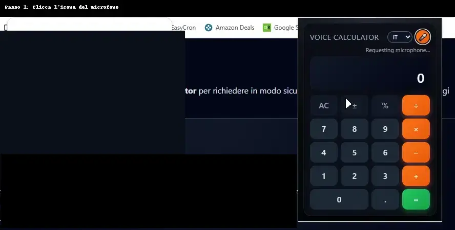 Chrome microphone permission dialog